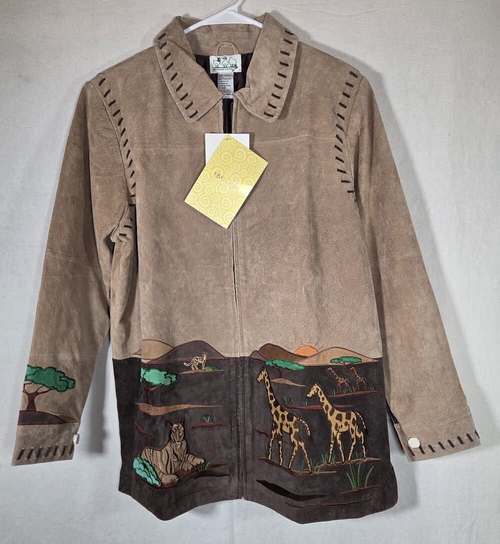 NWT Quacker Factory Safari Jacket Women’s Med. Leather Full Zip